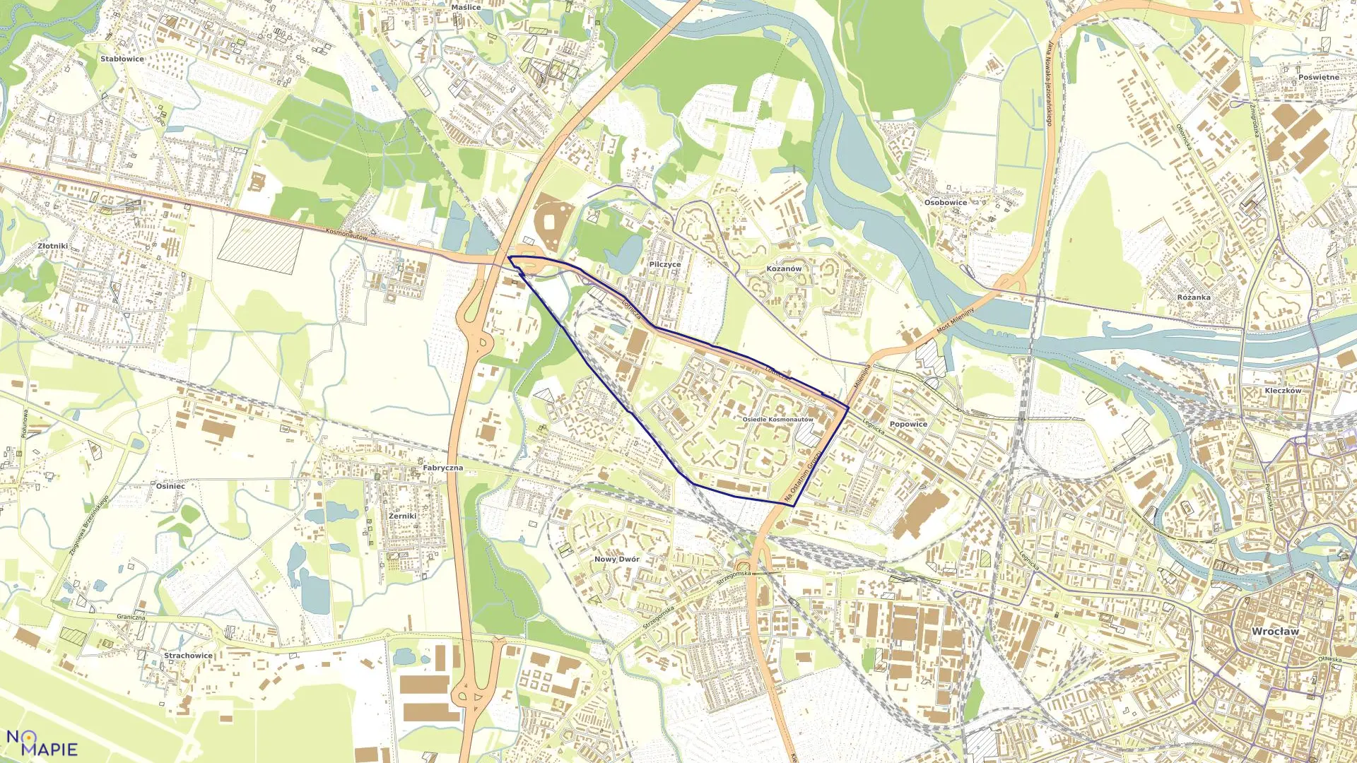 Mapa obrębu Gądów Mały w mieście Wrocław