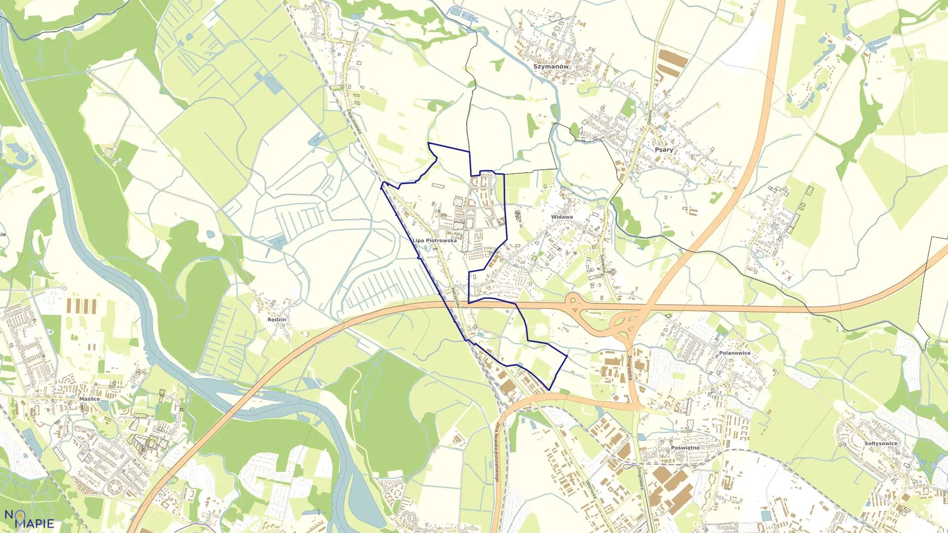 Mapa obrębu Lipa Piotrowska w mieście Wrocław