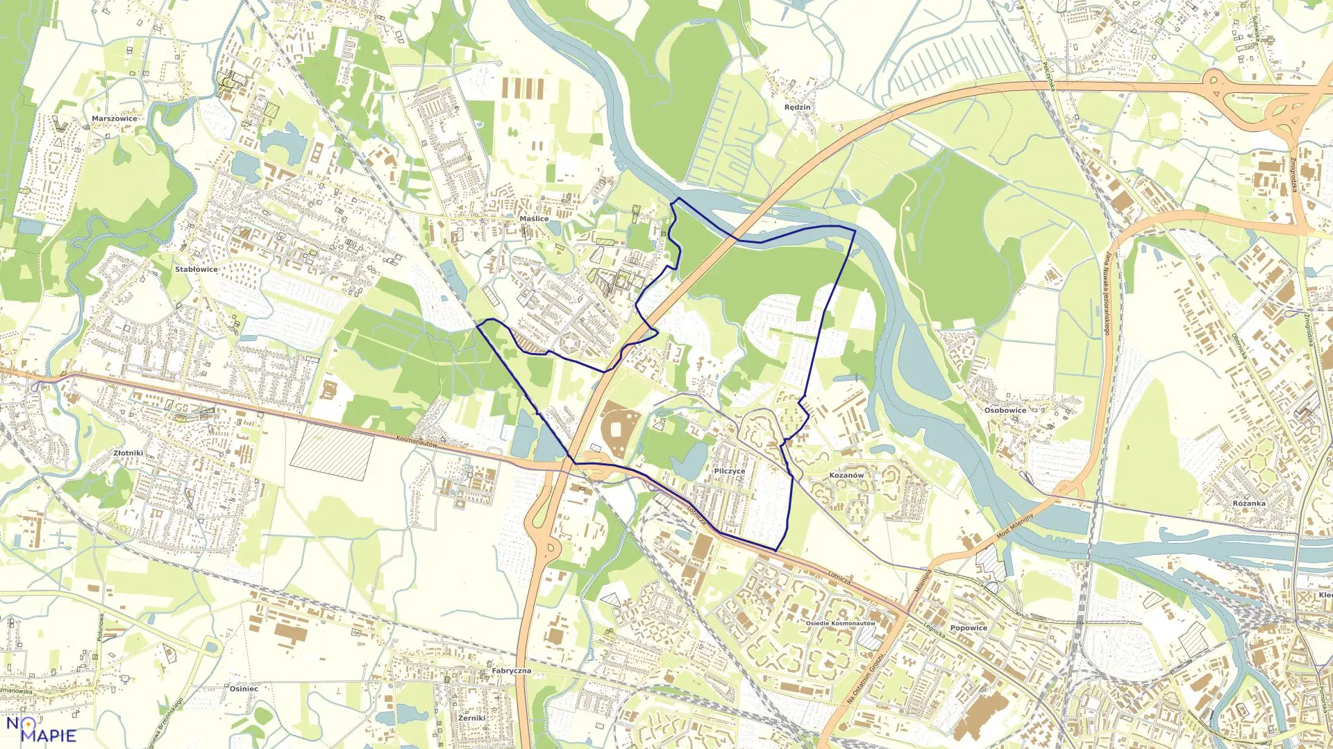 Mapa obrębu Pilczyce w mieście Wrocław