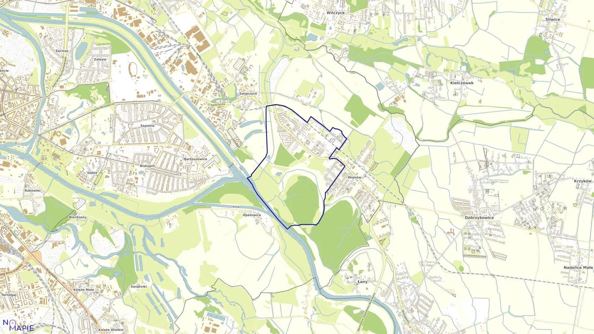 Mapa obrębu Strachocin w mieście Wrocław