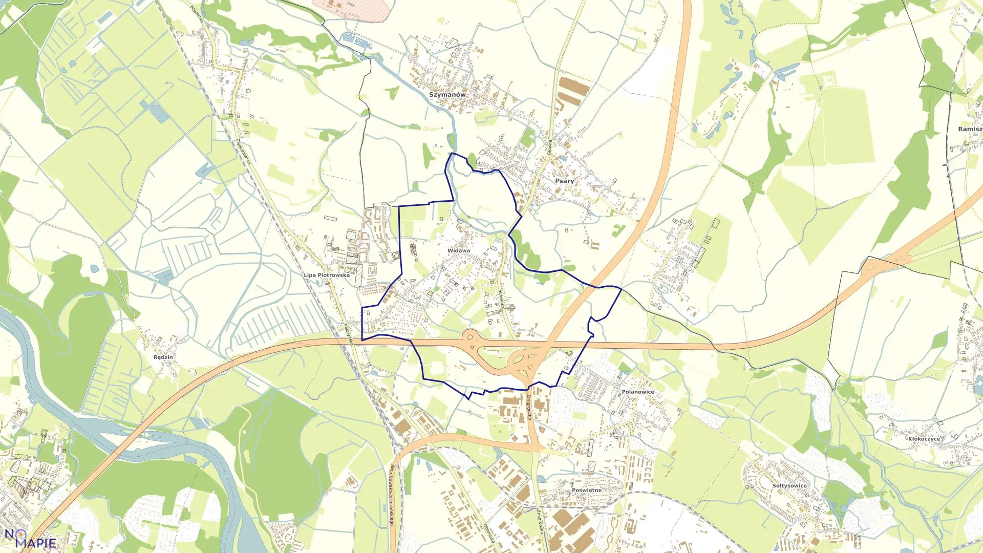 Mapa obrębu Widawa w mieście Wrocław